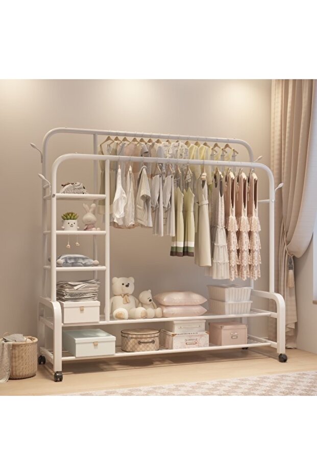 حاملات ملابس وأحذية متعددة الوظائف بعمودين - 4