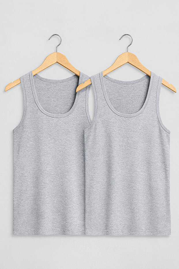 Men's 100% Cotton Gray 2-in-1 Rambo Undershirt L2I1K2L2Kk.2L