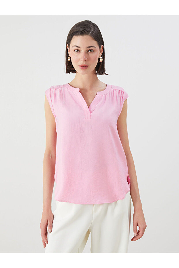 Pink Ruffled Collar Blouse