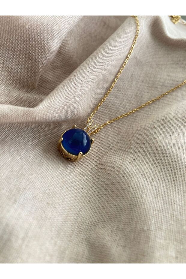 Lacivert taşlı kolye - 2