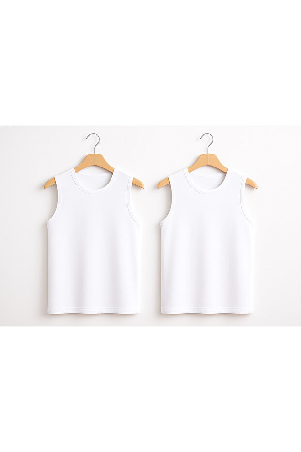 Men's 100% Cotton Ribbed 2-Piece Crew Neck Sleeveless Bodysuit L2Ik1L1Kk7E.2Li