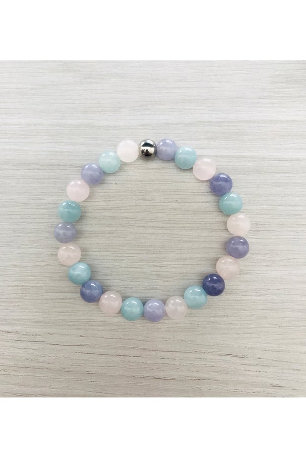 Nazar -Energy Bracelet Real, Pink Quartz, Blue Quartz, Purple Quartz Bracelet Mkt064