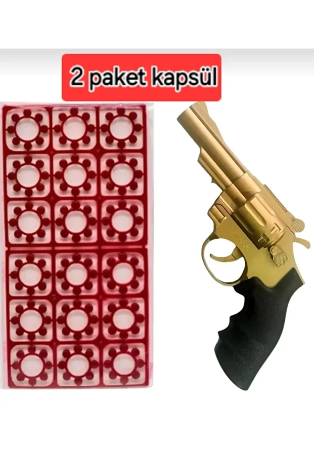 2 Paket Mantar Kapsüllü Kovboy Tabanca Çat Pat Kapsül Mantar Tabancası - 1