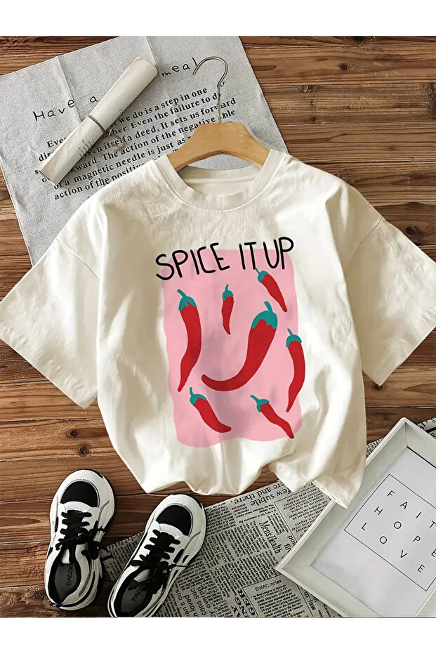 Unisex Spice It up Printed Oversize Crew Neck T-Shirt