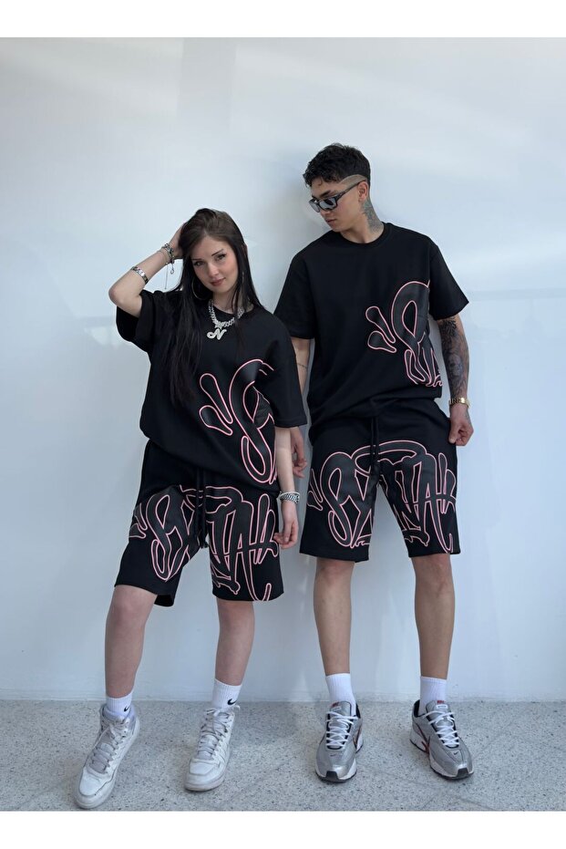S. Baskılı Şort Tişört Takım - 3