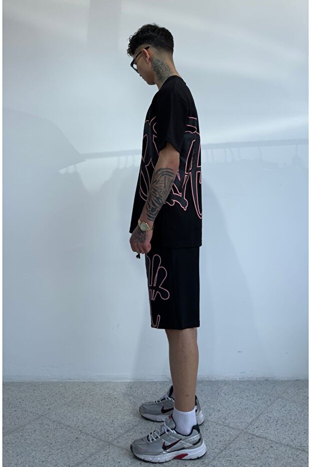 S. Baskılı Şort Tişört Takım - 5