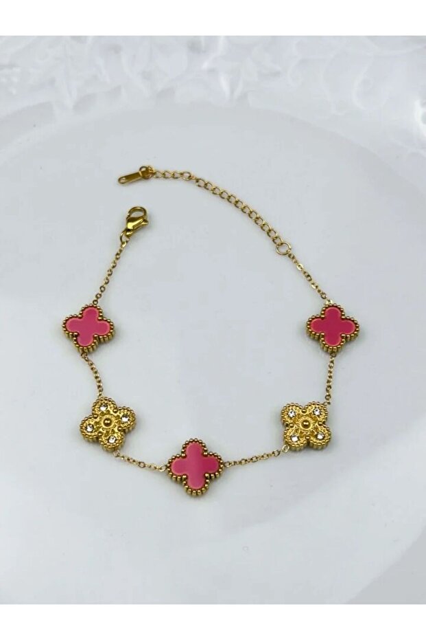 Women's Clover Figured Enameled Steel Bracelet