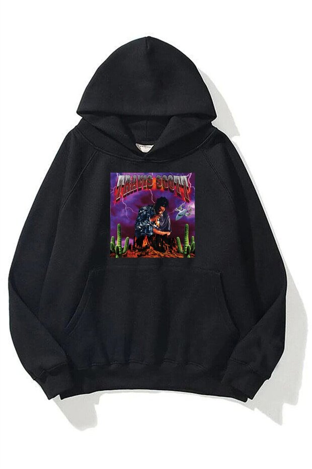 Unisex Travis Scott Cactus Black Sweatshirt Hoodie