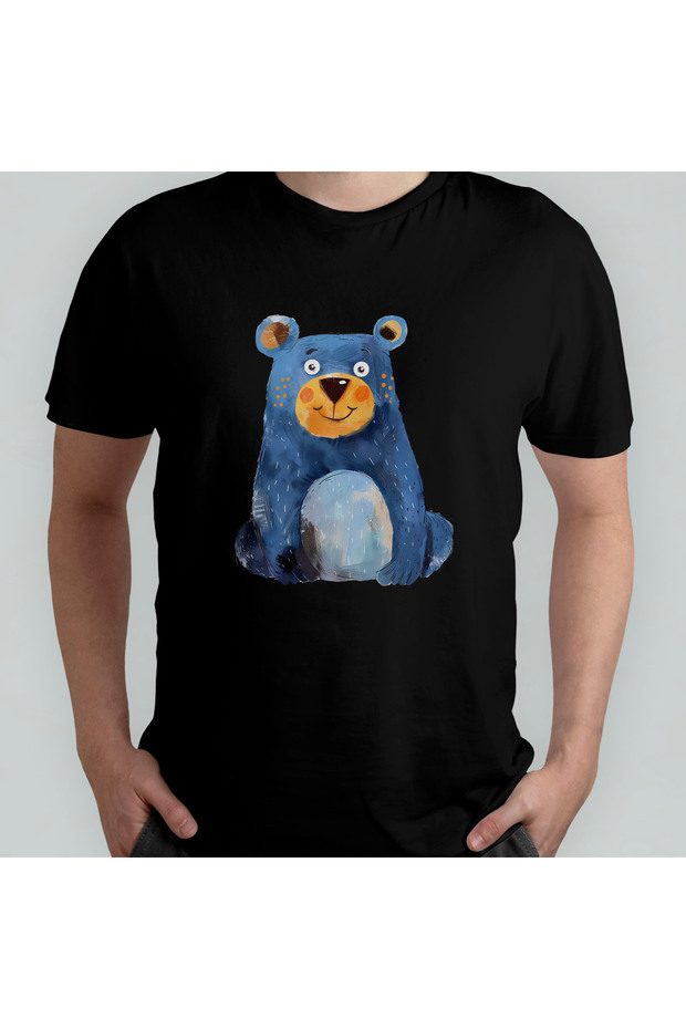 Cute Bear - Bear Unisex 100% Cotton Crew Neck T-Shirt Model 1