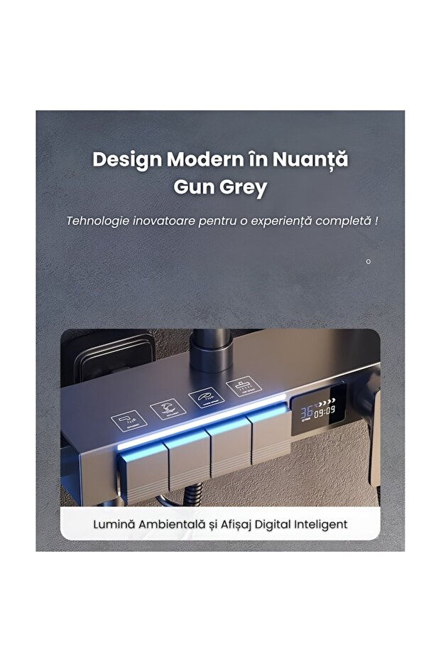 Smart shower column with LED display, thermostatic control, 4 spray modes. - 3