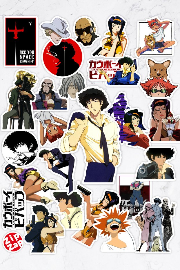 Cowboy Bebop Cowboy Bebop Anime Phone Laptop Bullet Journal Sticker Pack (26 Pcs)