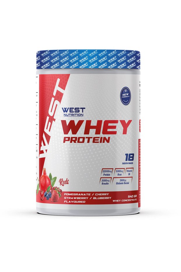 Whey Protein Powder 540 Gr 18 Servings Reds Pomegranate Cherry Strawberry Flavored