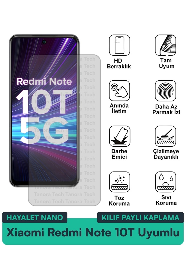 حافظة Xiaomi Redmi Note 10T Hayalet Nano متوافقة مع طبقة حماية الشاشة مقاومة للخدش والصدمات