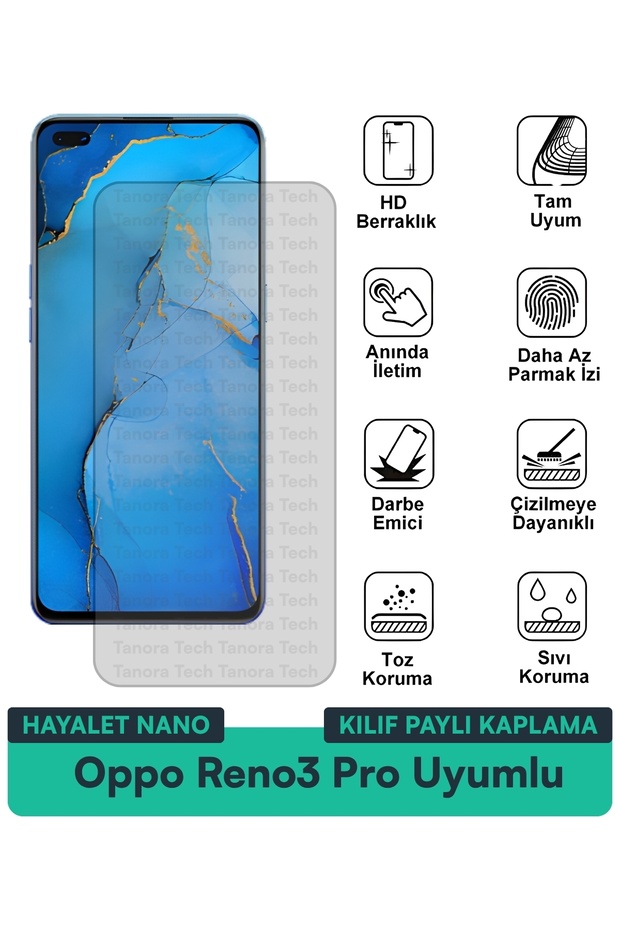 حافظة Oppo Reno3 Pro Hayalet Nano متوافقة مع طبقة حماية الشاشة، هيكل مرن