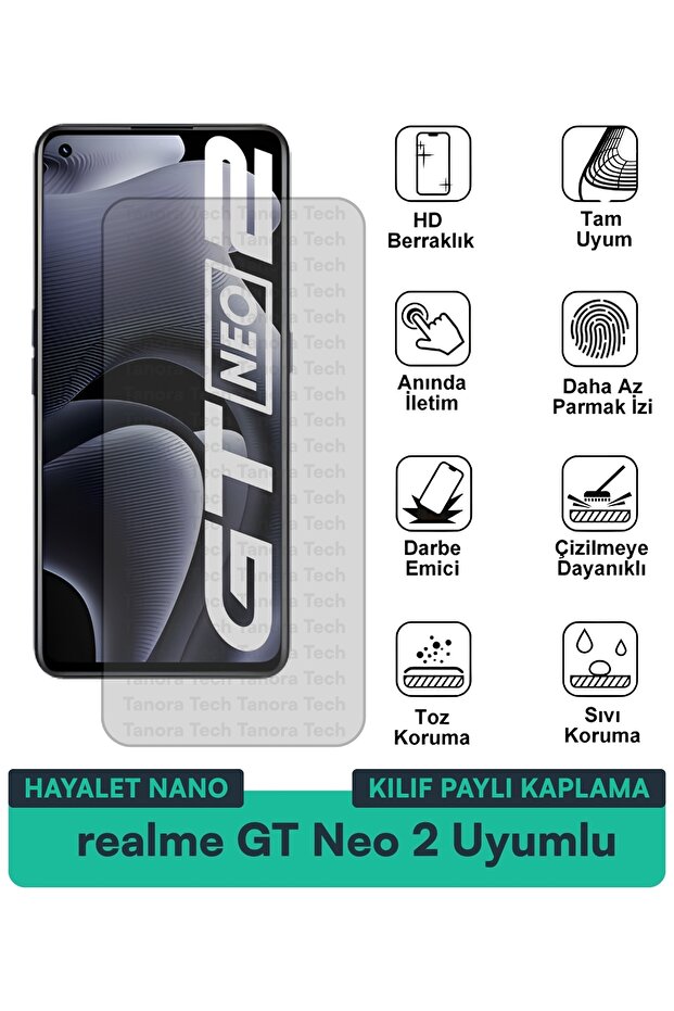 حافظة Realme GT Neo 2 Hayalet Nano متوافقة مع طبقة حماية الشاشة المرنة والرفيعة