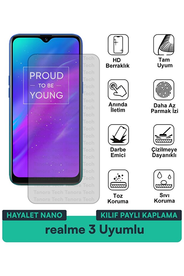حافظة Realme 3 Ghost Nano متوافقة مع طبقة حماية الشاشة تحمي الشاشة