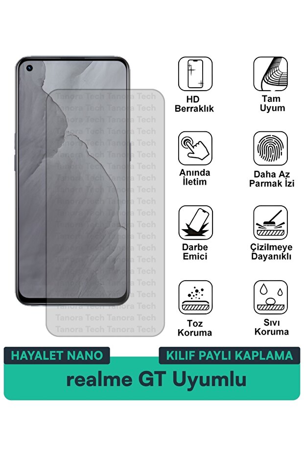 حافظة Realme GT Hayalet Nano المتوافقة مع فيلم حماية الشاشة تحمي الشاشة