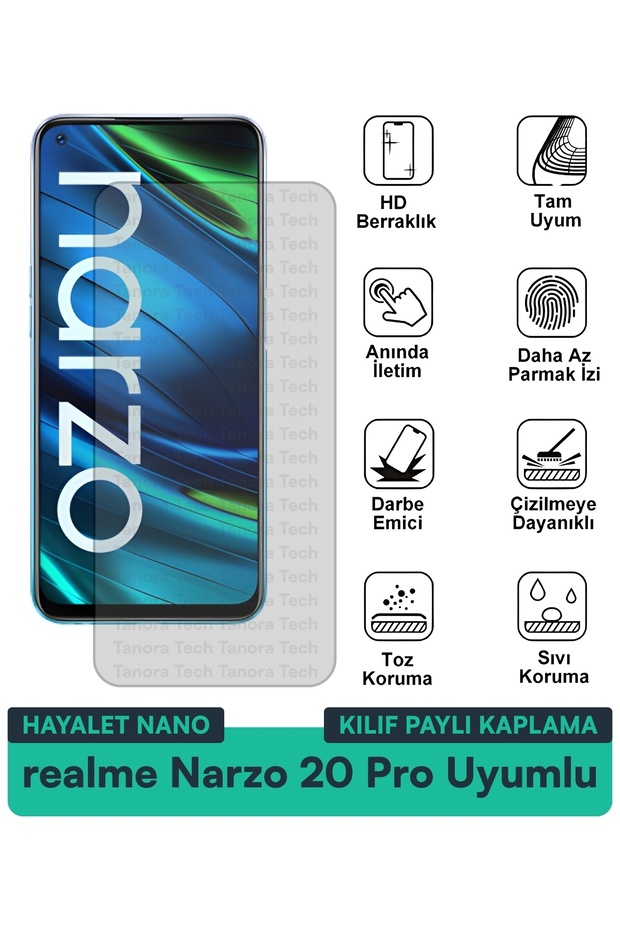 حافظة Realme Narzo 20 Pro Hayalet Nano متوافقة مع طبقة حماية الشاشة، هيكل مرن