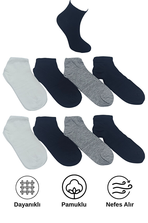 8 Pairs Seamless Men's Short Socks Cotton Plain Model