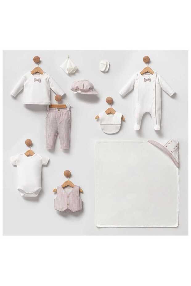 Erkek Bebek Papyonlu 10'lu Hastane Çıkış Set - 1