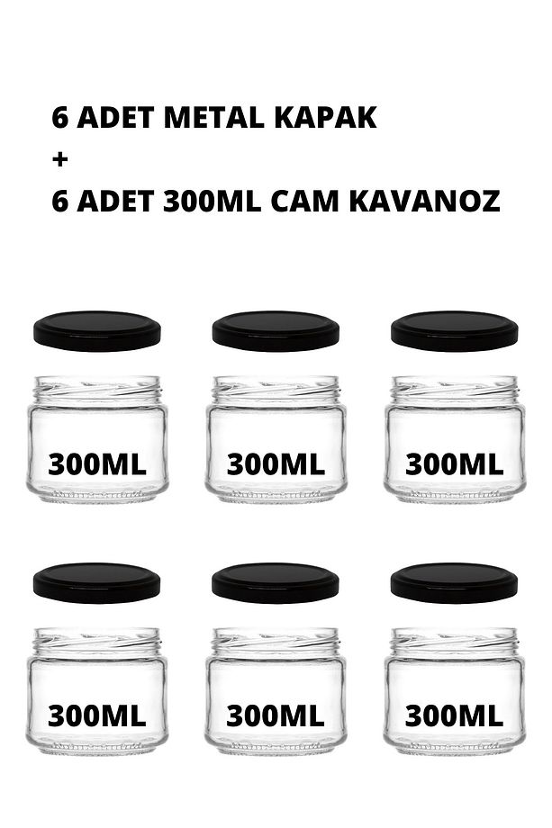 6'lı Magnolya Kavanozu Kaliteli Cam Kapaklı Magnolia Kavanozu 300cc 6 Adet Ev Yapımı Tatlı Kavanozu - 3