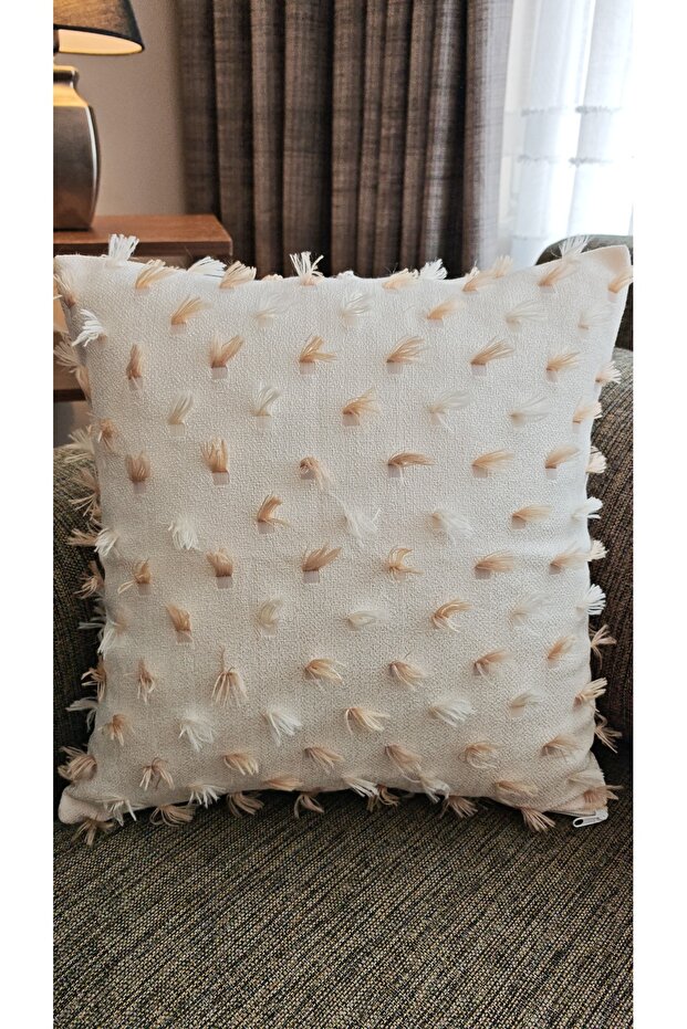 Throw Pillow Case Yellow Ruffle Linen Floor Curtain Fabric Decorative Modern Square Single Piece 43X43