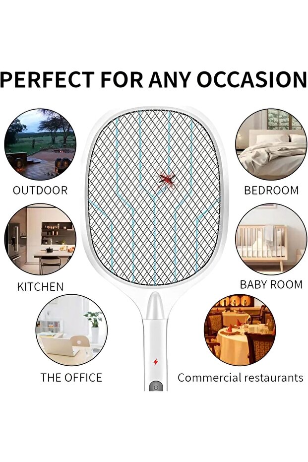 مضرب كهربائي مزدوج الوضع لقتل الحشرات 2 في 1 - 3