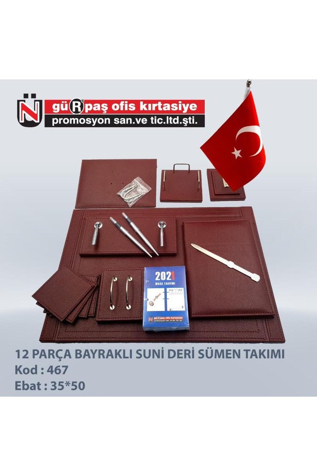 Office Desk Mat Set 9 Pieces Brown