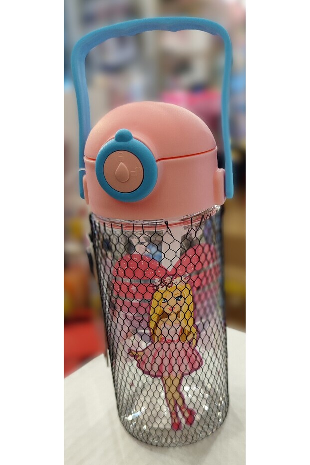 Girl's Carrying Plastic Flask with Handle and Straw 400 ml