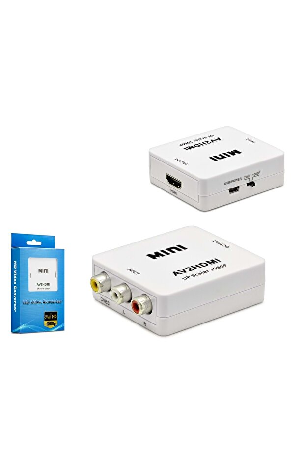HDX1282 محول صور من AV إلى HDMI بدقة 1080 بكسل باللون الأبيض