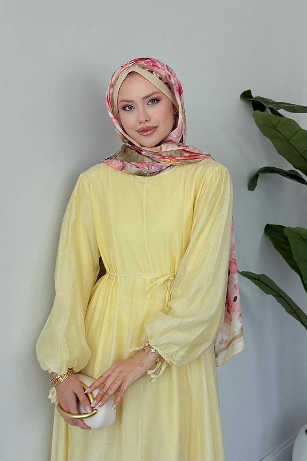 Talia Premium Elbise SARI - 4