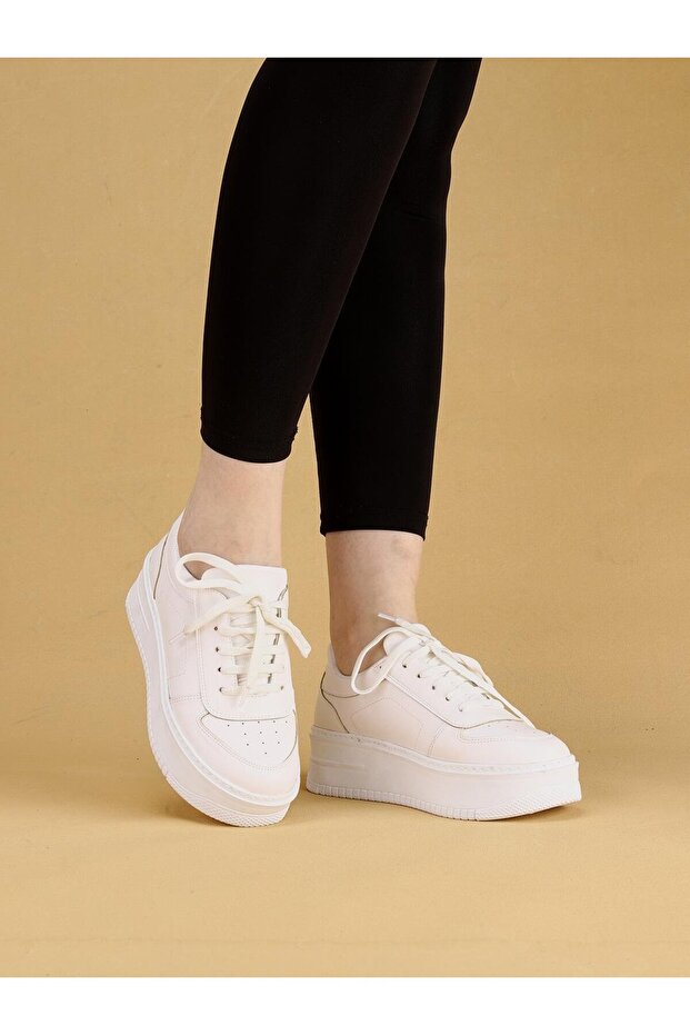 Skaya High-Sole Stylish and Comfortable Daily Women's Thick Sole White Sneaker