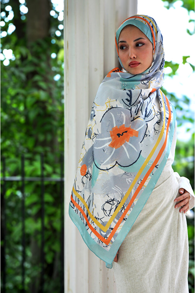 Pastella Pattern Janjan Silk Shawl - 1