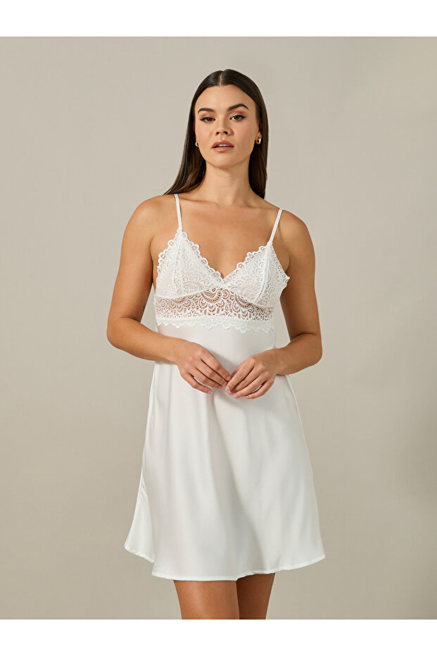 Lace Bodice Satin Babydoll