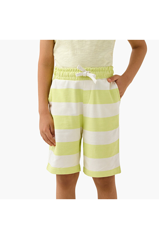 شورت مخطط مع رباط للإغلاق - 1