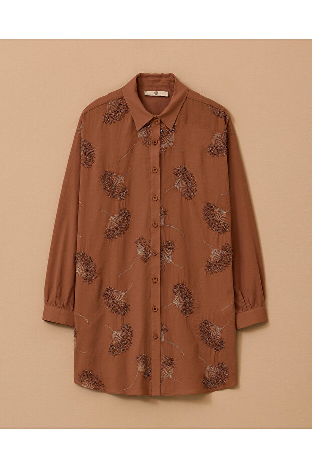 Payet İşlemeli Uzun Kollu Gömlek - 5