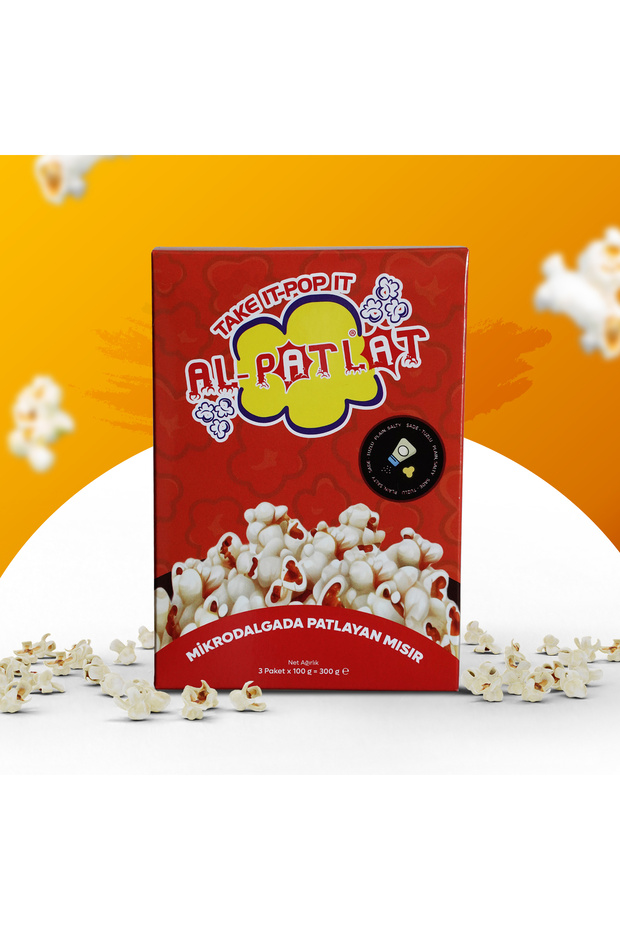 Microwaveable Popcorn 1 Box (100 Gr X 3 Packs) - Ready in 3 Minutes - 100% Made in Turkey