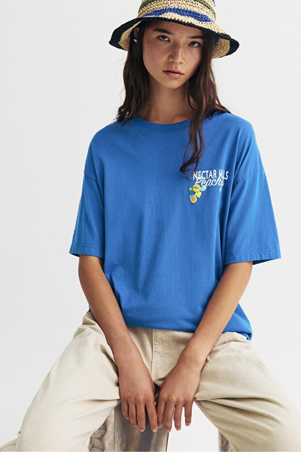 Şeftali baskılı t-shirt - 1