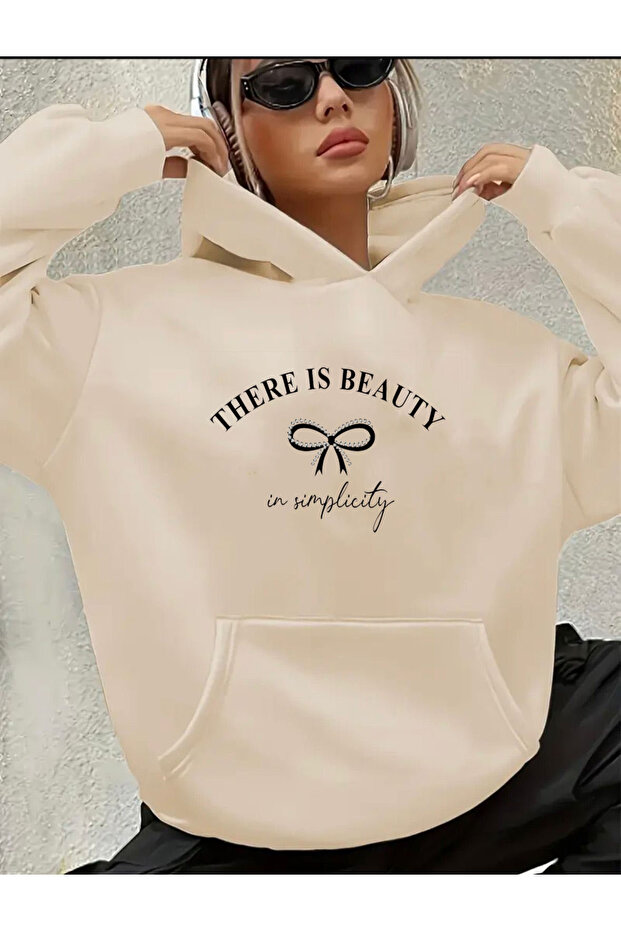 There Is Beauty Printed Fleece Hooded Sweatshirt