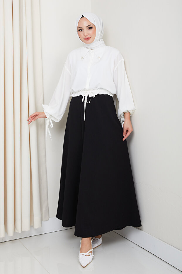 Scuba Waist Elastic Rhat Cut Flared Hijab Skirt