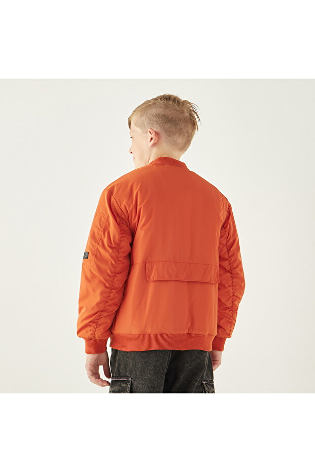 سترة خفيفة سادة بسحاب للإغلاق وجيوب - 3