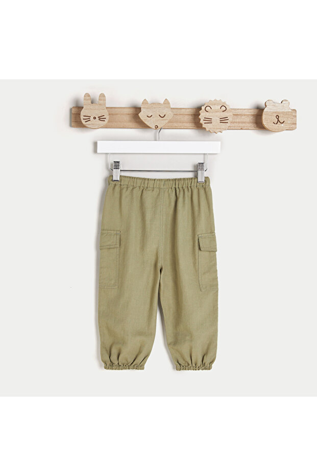 Solid Joggers with Drawstring Closure and Pockets - 2