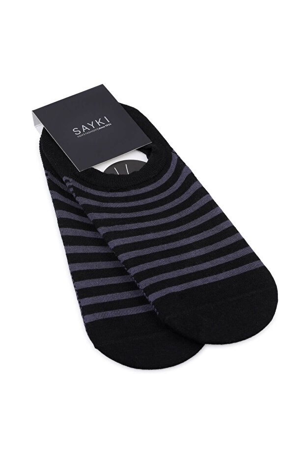 جوارب راقصة الباليه مزدوجة من القطن منقوش باللون الرمادي - 1