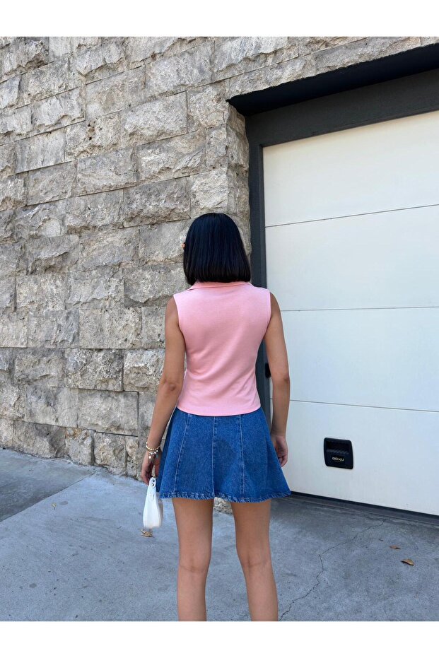 Μπλούζα Polo Neck Zero Sleeve Basic Modal - 7