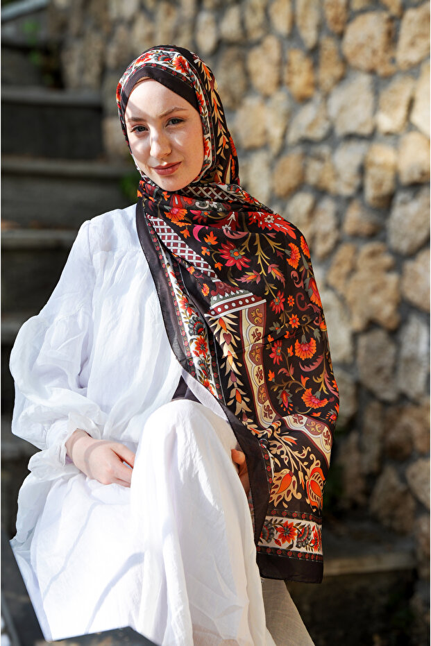 شال حريري بنمط الربيع المخفي من جانجان - 4