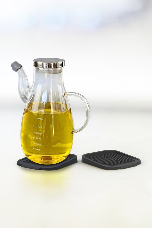 2Pcs Silicone Oil Pot Oil Base Stand Countertop Oil Pot Soap Dish Sponge Holder Base 12X14