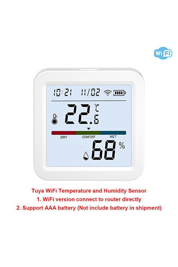 شاشة واي فاي Tuya Zigbee أو مستشعر درجة الحرارة والرطوبة، مقياس حرارة منزلي متصل بالإنترنت متوافق مع Wi-Fi