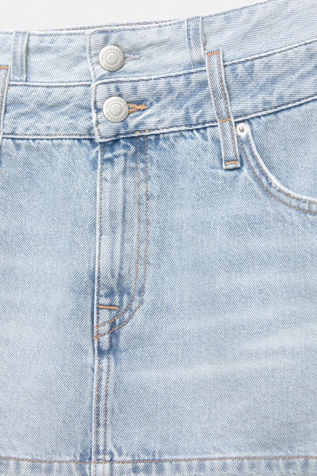 Çift Belli Denim Mini Etek - 7