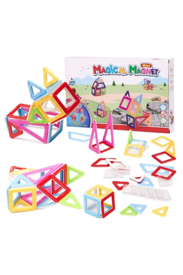 Set de construcții 3D magnetice interactive pentru copii, 38 de piese, multicolor