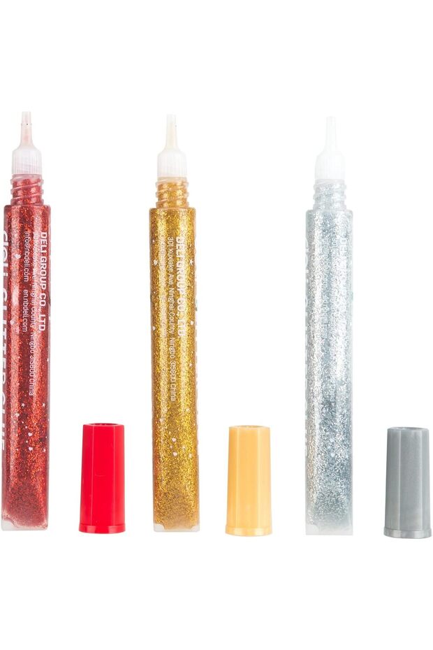 Glitter Glue Tube 3-Pieces 12 ml, Multicolour